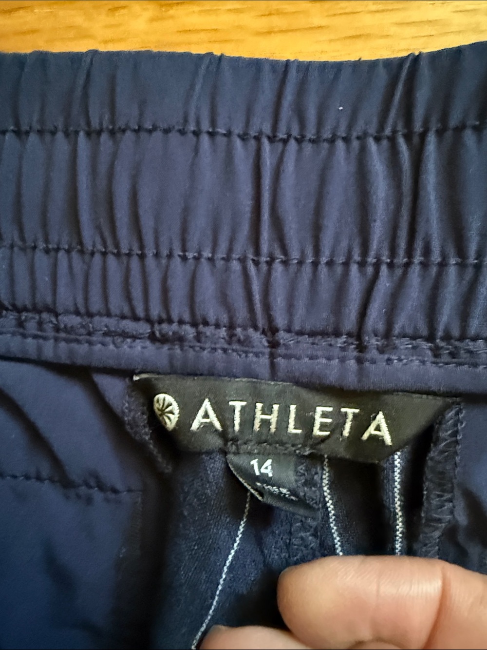 Athleta Cabo 100% Linen Wide Leg Pant Women’s 14 Navy Blue Stripe - Picture 3 of 6